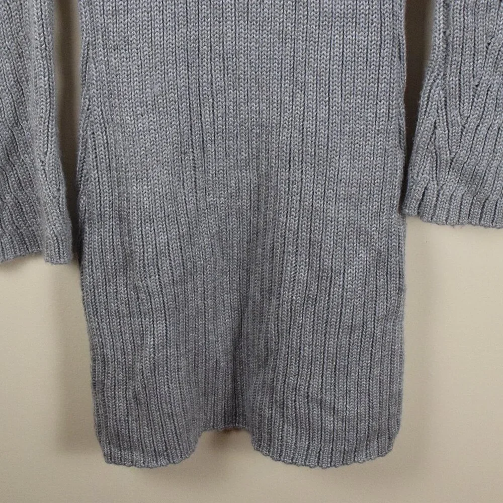 Kenar Wool Blend Grey Asymmetrical Neck Long Button Cardigan Sweater Winter Fall - Picture 11 of 13